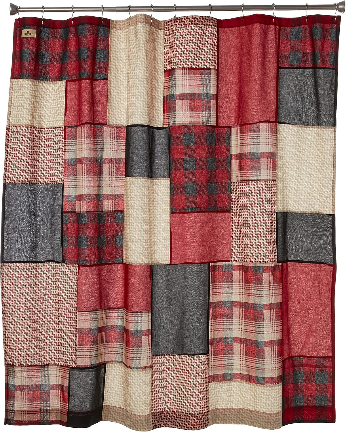 Sunset Cotton Shower Curtain, Plaid Lodge/Cabin Shower Curtains for Bathroom, 72 X 72, Red