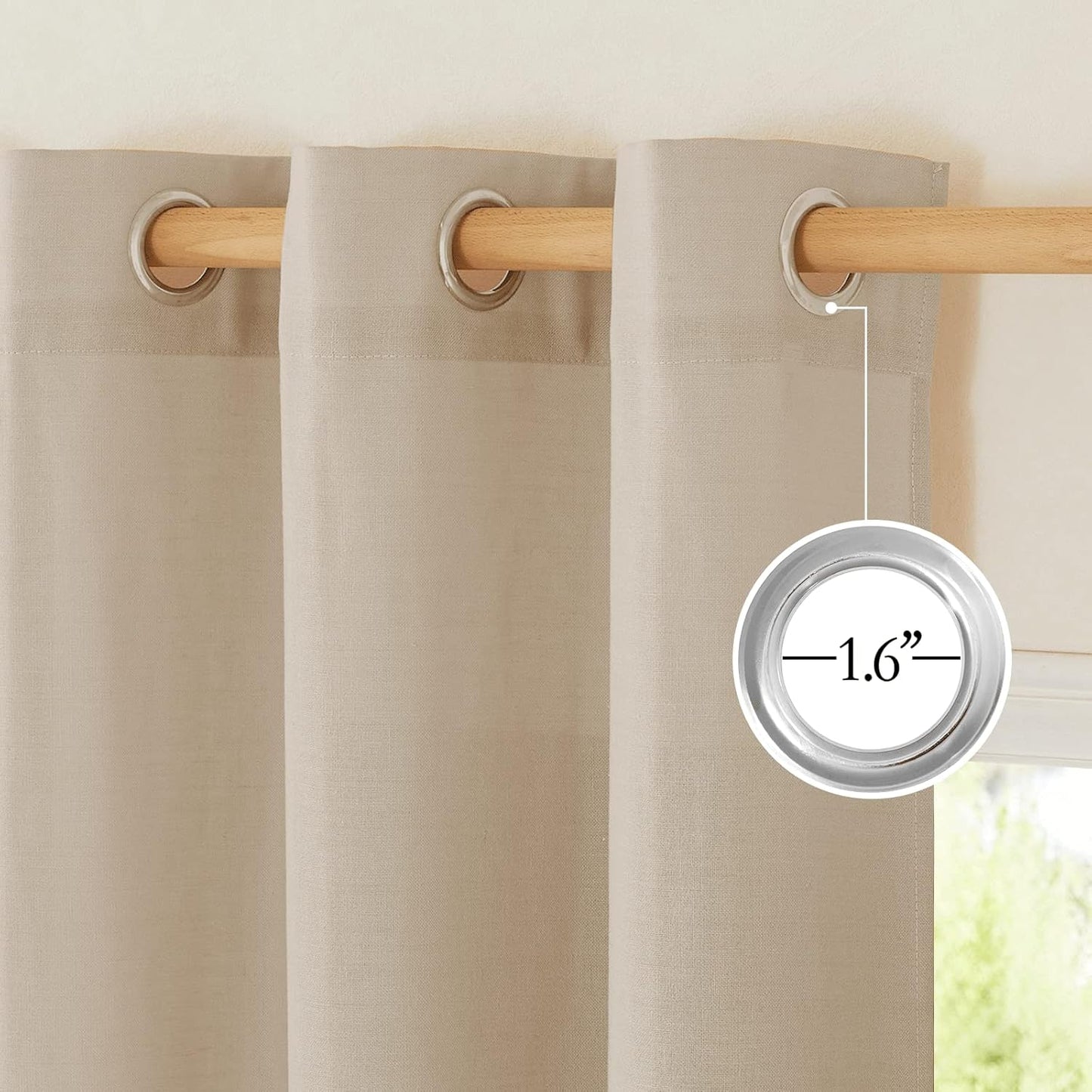 Privacy Light Filtering Linen Curtains & Drapes, Taupe, W55 X L84, 2 Panels