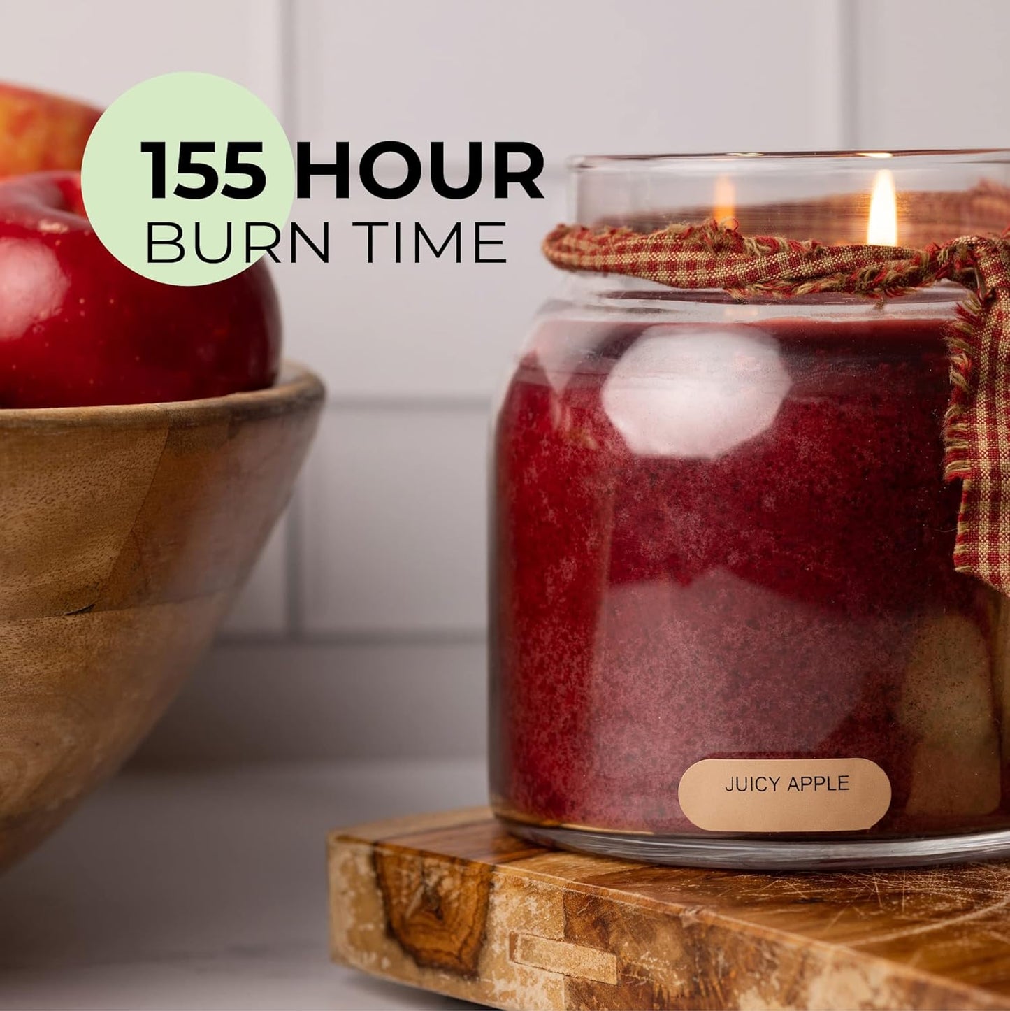- Juicy Apple - 34Oz Papa Scented Candle Jar with Lid - Keepers of the Light - 155 Hours of Burn Time, Gift for Women, Red | Long Lasting Aromatherapy Candle with up to 155 Hours of Burn Time - Gift Ready (34Oz)