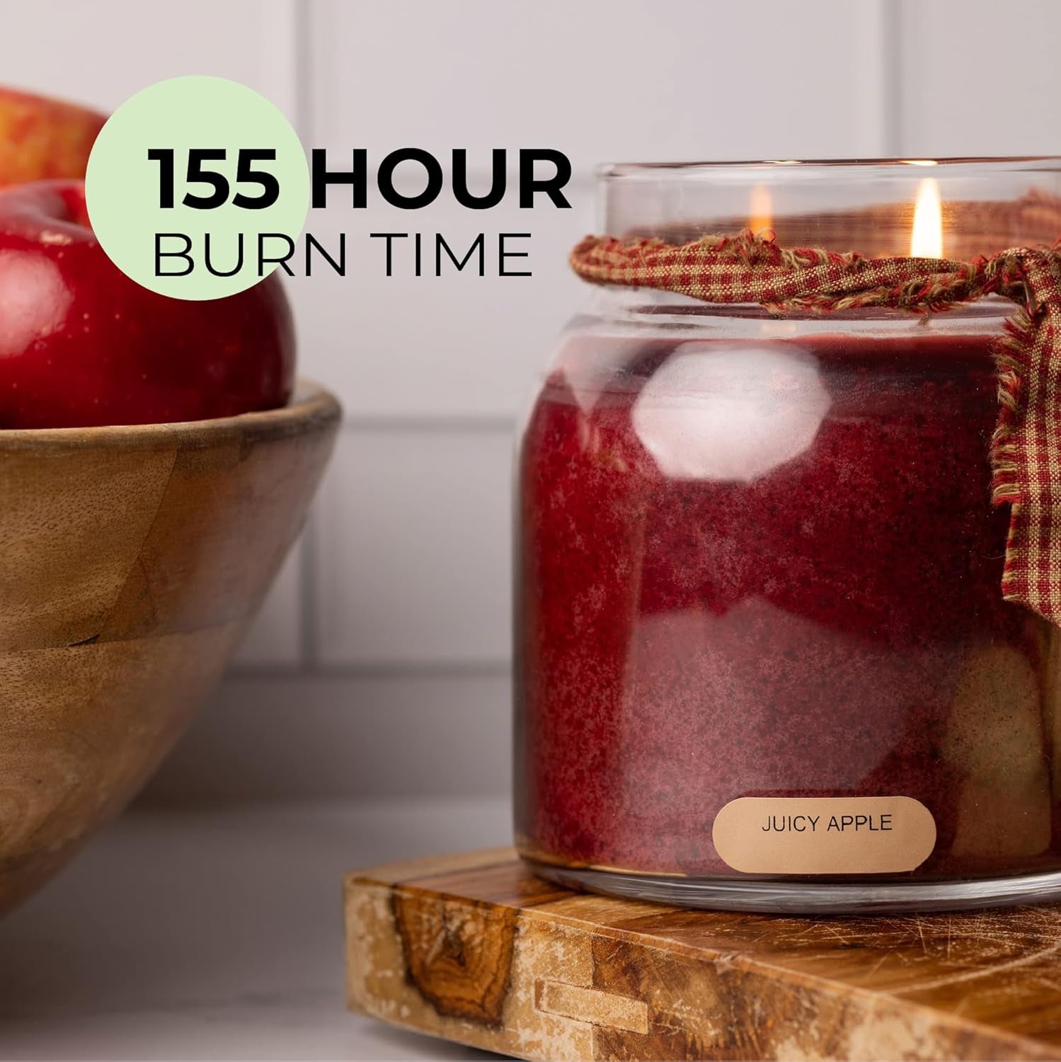 - Juicy Apple - 34Oz Papa Scented Candle Jar with Lid - Keepers of the Light - 155 Hours of Burn Time, Gift for Women, Red | Long Lasting Aromatherapy Candle with up to 155 Hours of Burn Time - Gift Ready (34Oz)