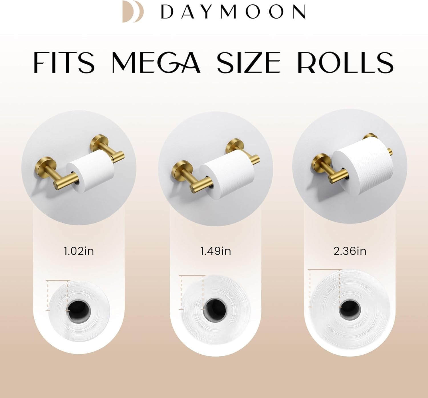 Day Moon™ Gold Toilet Paper Holder - Brushed Gold Toilet Paper Holder Wall Mount 