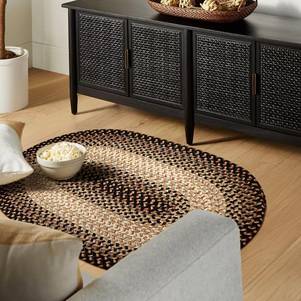 Eastend EL83 Charcoal 2' X 3' Oval - Braided Area Rug, Home Decor, Floor Mat or Bedroom Rug - Easy Care, Ideal for High Traffic Areas in Hallway and Living Room - Made in USA