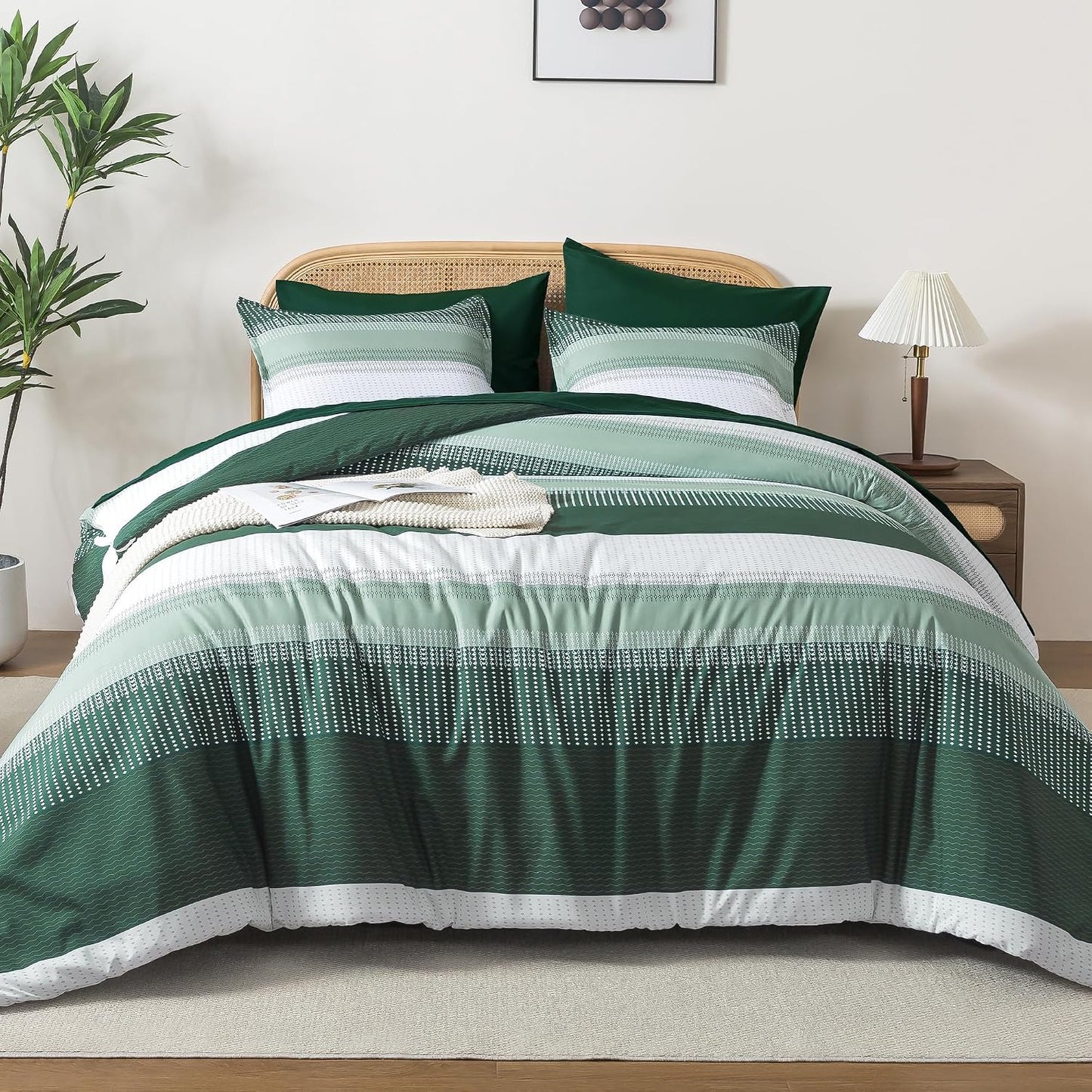 Full Size Comforter Set, Emerald Green, 7 Pieces
