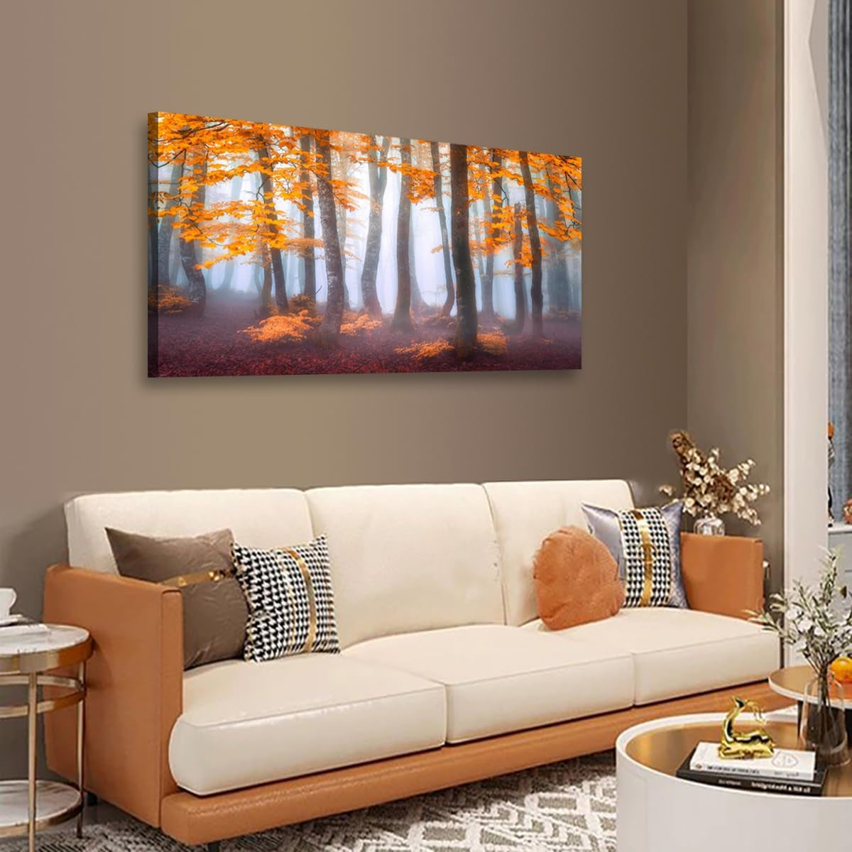 Orange Maple Leaf Tree Canvas Wall Art - 20In * 40Inch