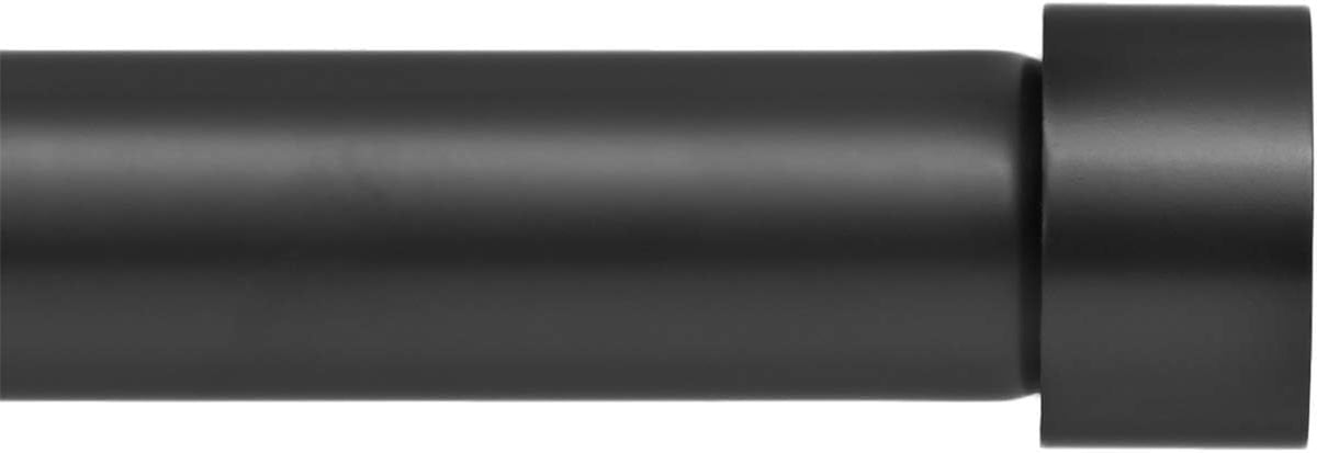 Curtain Rod for Windows 28 to 48 Inch – 1 Inch Telescoping Drapery Rod, 2 Long Sections, End Cap Finials, Black
