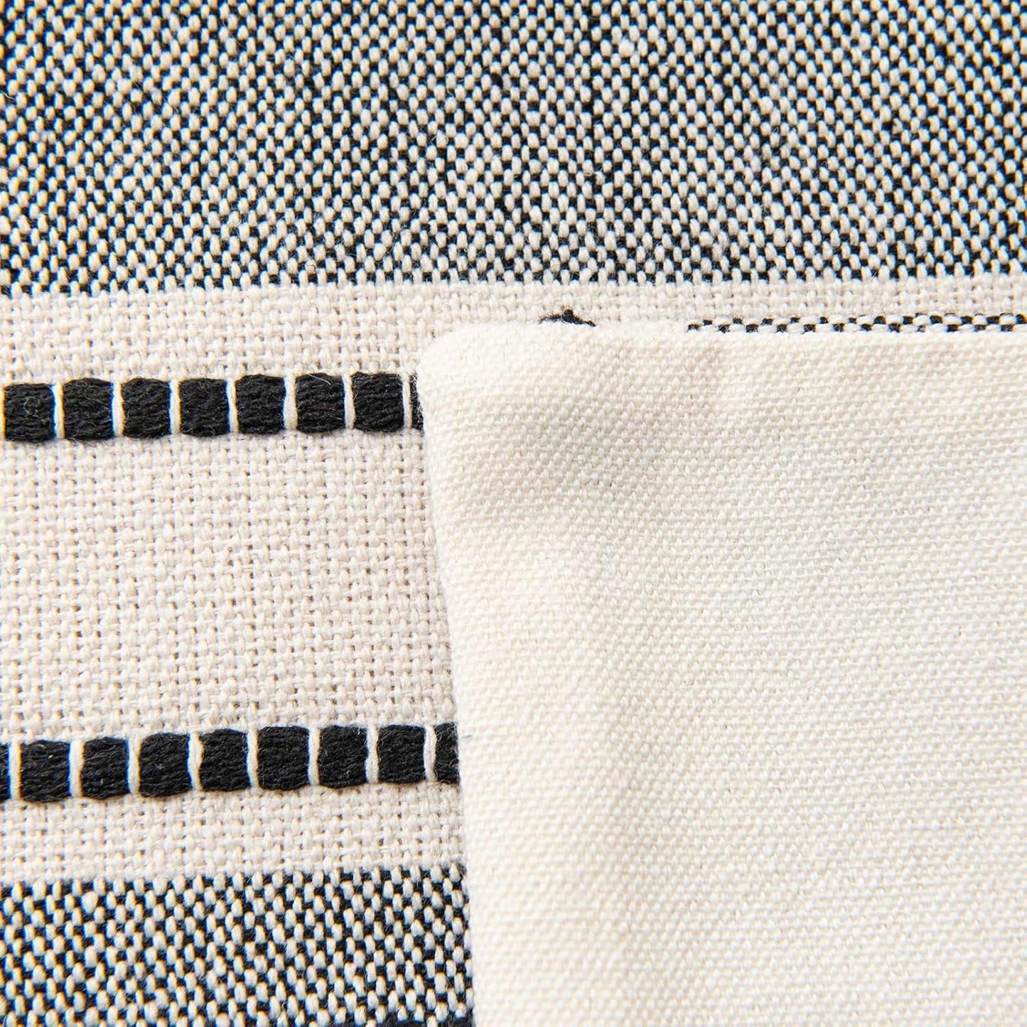 Pack of 2 Farmhouse Throw Pillow Covers, Textured Boho Cushion Covers, 18X18 Inch, Black