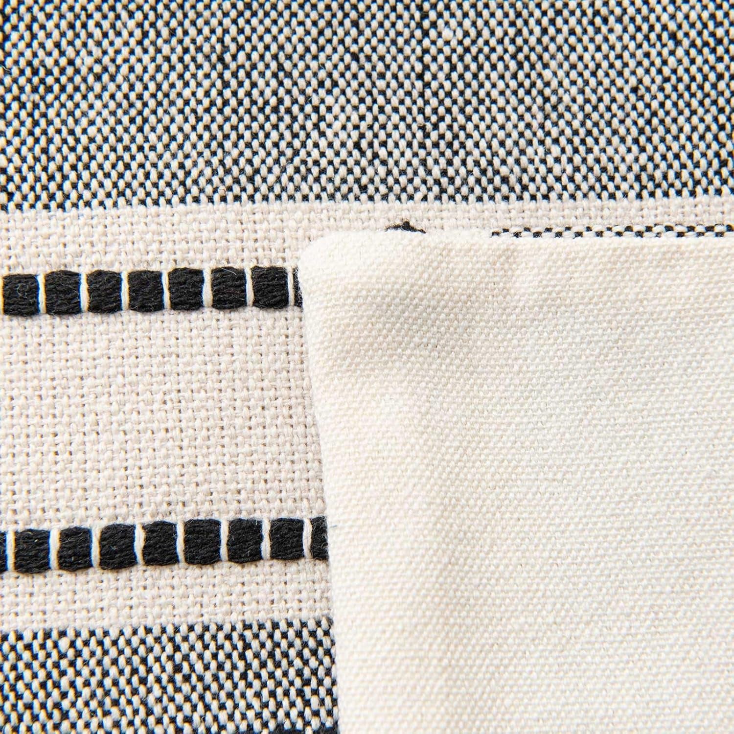 Pack of 2 Farmhouse Throw Pillow Covers, Textured Boho Cushion Covers, 18X18 Inch, Black