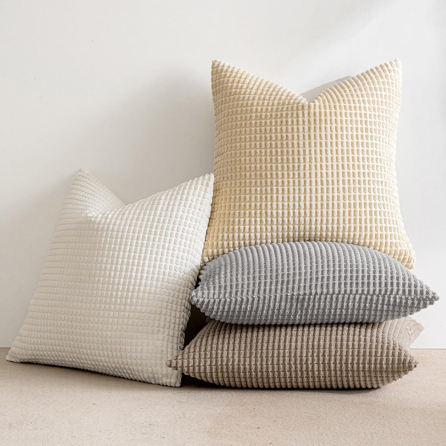 Neutral Harmony Decorative Pillow Covers 20X20 Inch Set of 4