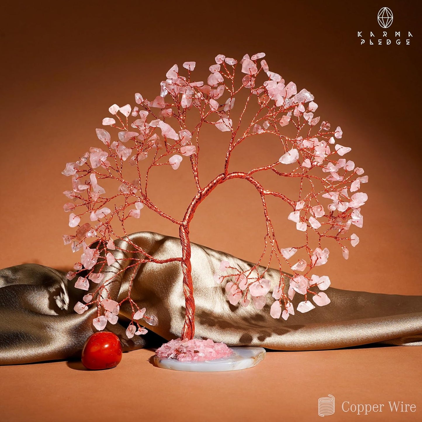 Rose Quartz Crystal Tree of Life, Wall Decor to Bring Money & Good Luck, Handmade Healing Chakra Tree 