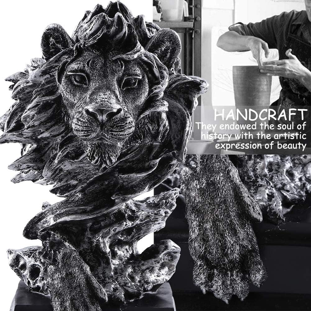 Sandstone Lion Figurines - the King of Beasts, Silver Color (HH17-D3)