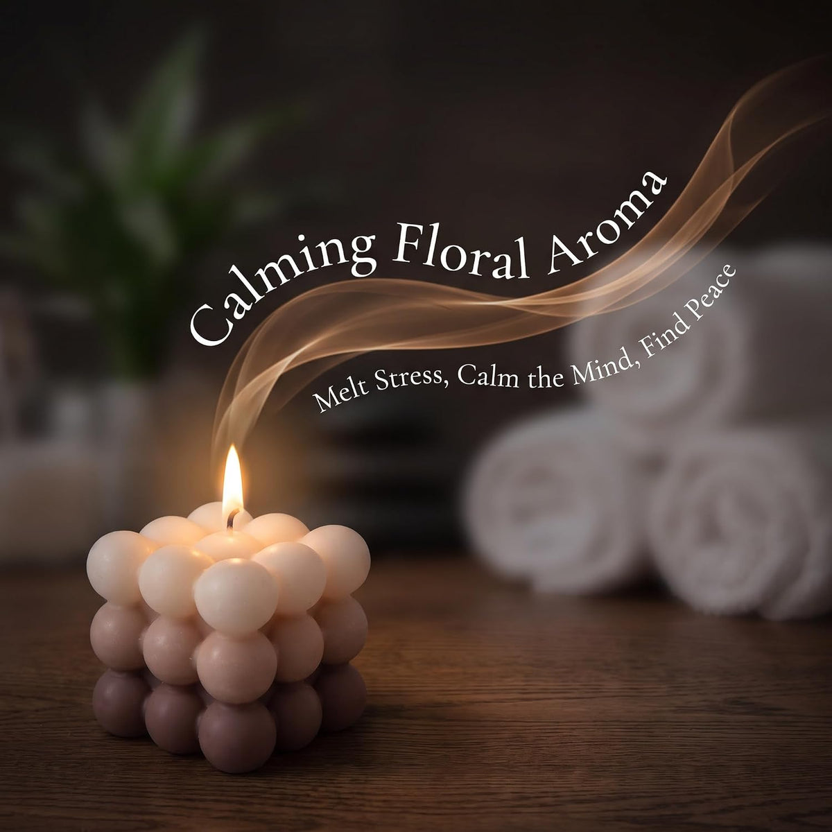 Gradient Square Scented Candle - Floral Soy Wax Block Design