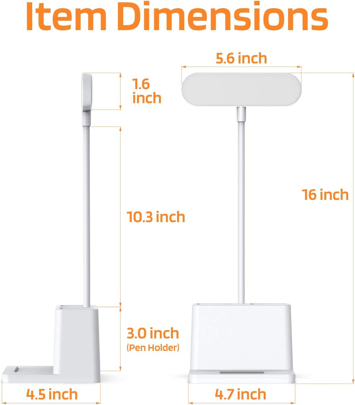Rechargeable Small Desk Lamp for Study Table, White