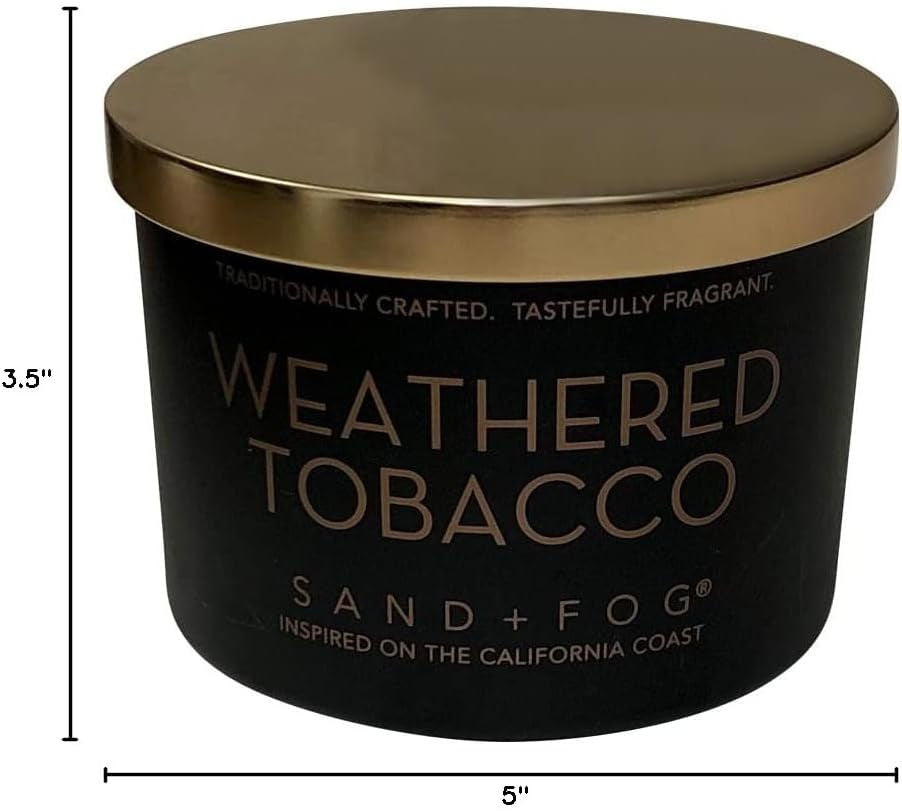 Scented Candle - Weathered Tobacco – Additional Scents and Sizes – 100% Cotton Lead-Free Wick - Luxury Air Freshening Jar Candles - Perfect Home Decor – 12Oz