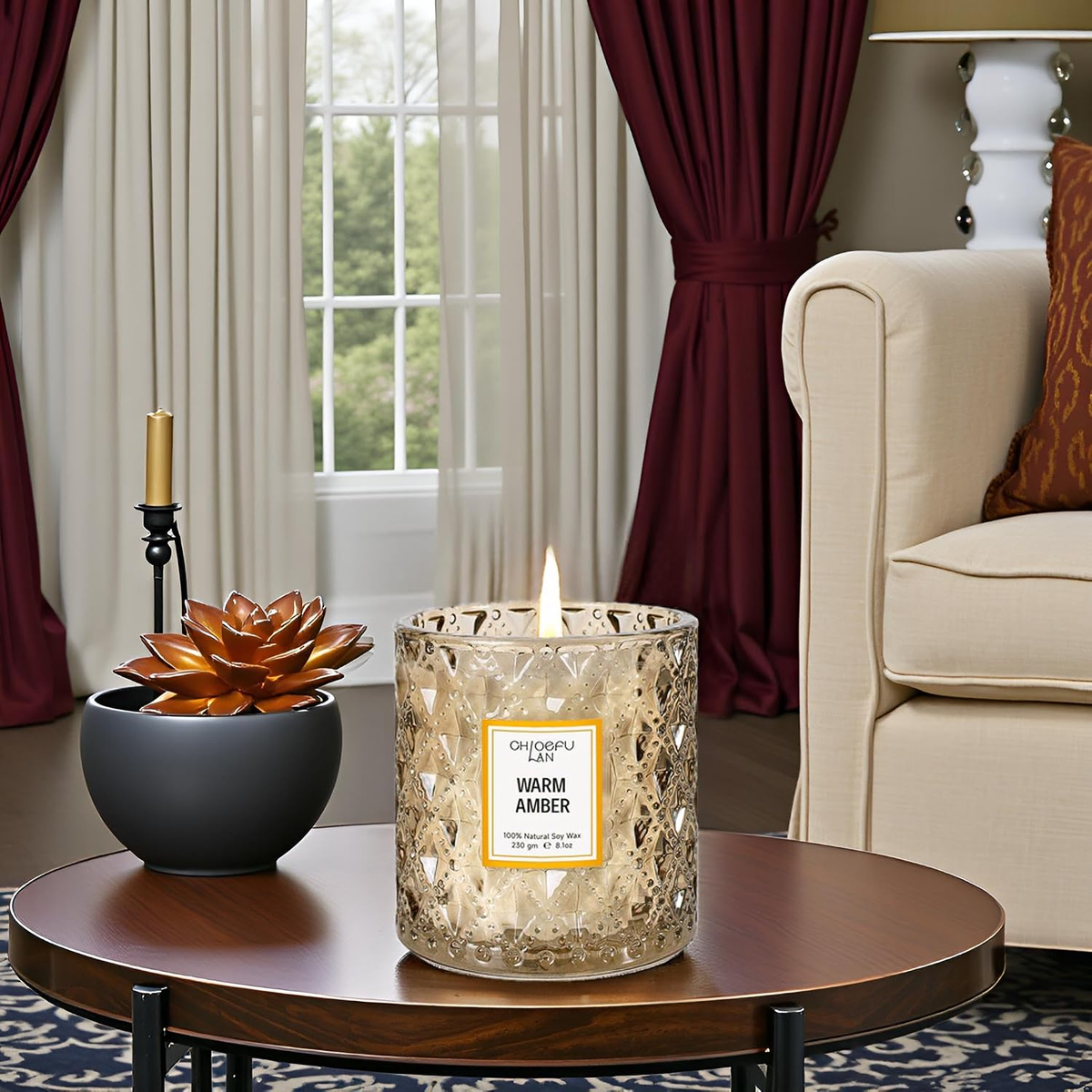 Warm Amber Scented Candle, 8.1 oz, 50–55 Hour Burn