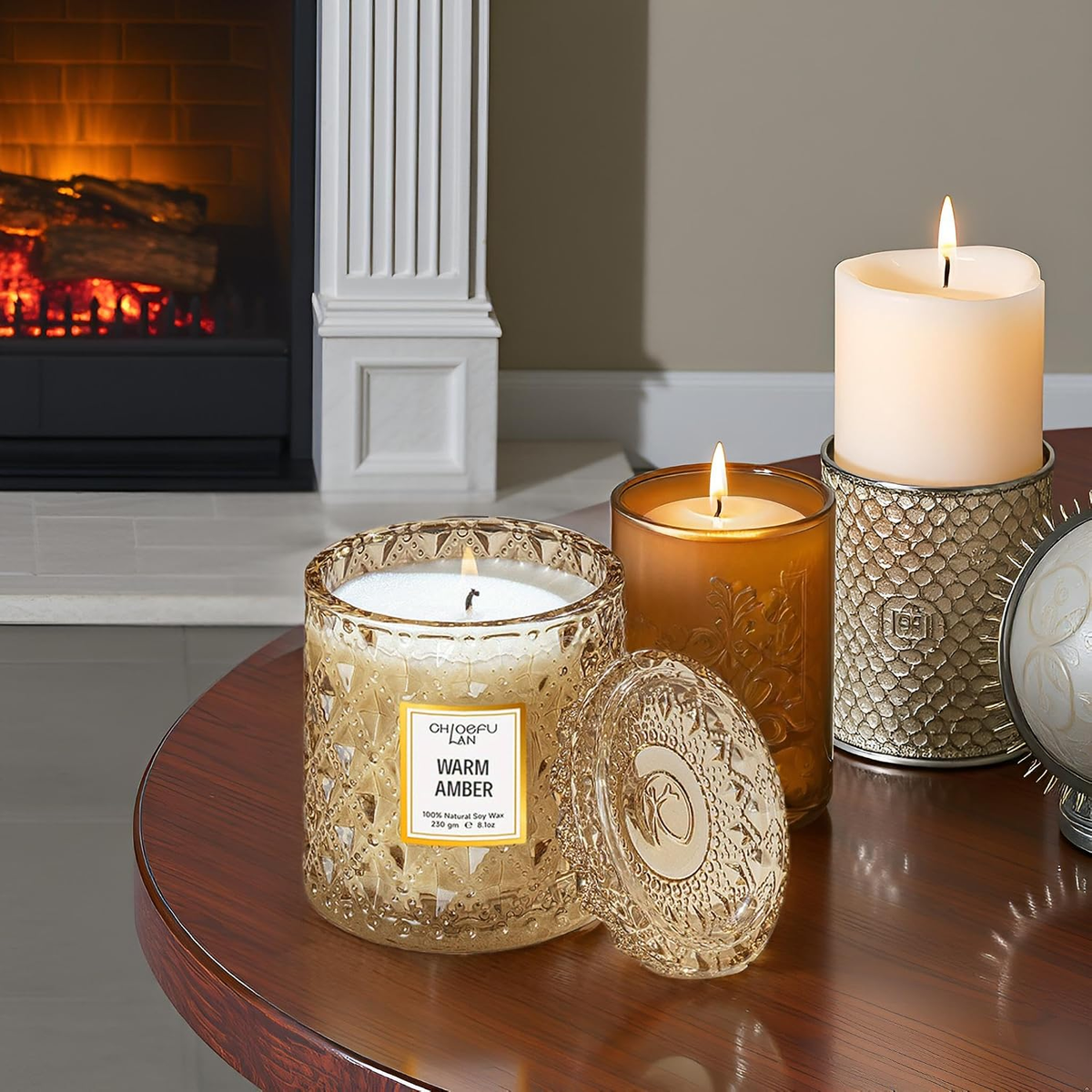 Warm Amber Scented Candle, 8.1 oz, 50–55 Hour Burn