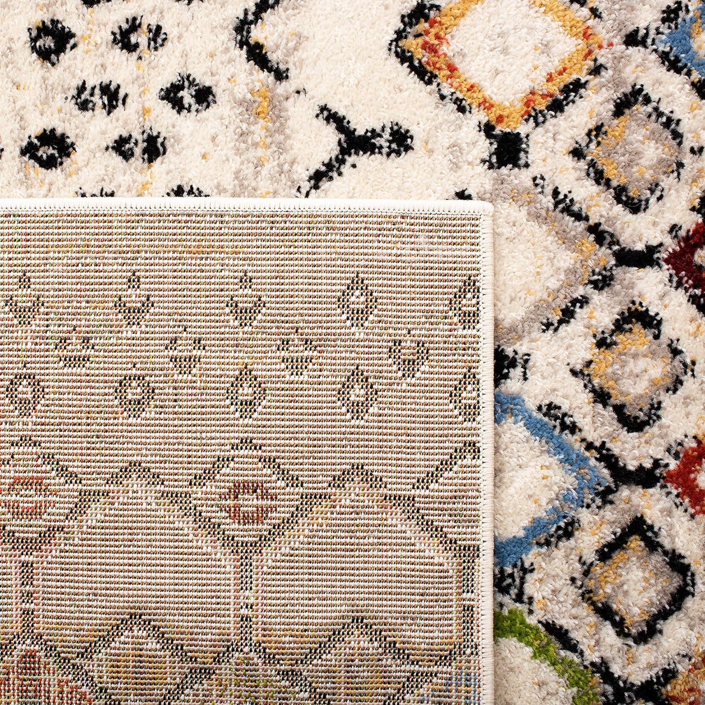 Amsterdam Collection Runner Rug - 2'3" X 10', Ivory & Multi, Moroccan Boho Design (AMS108K)