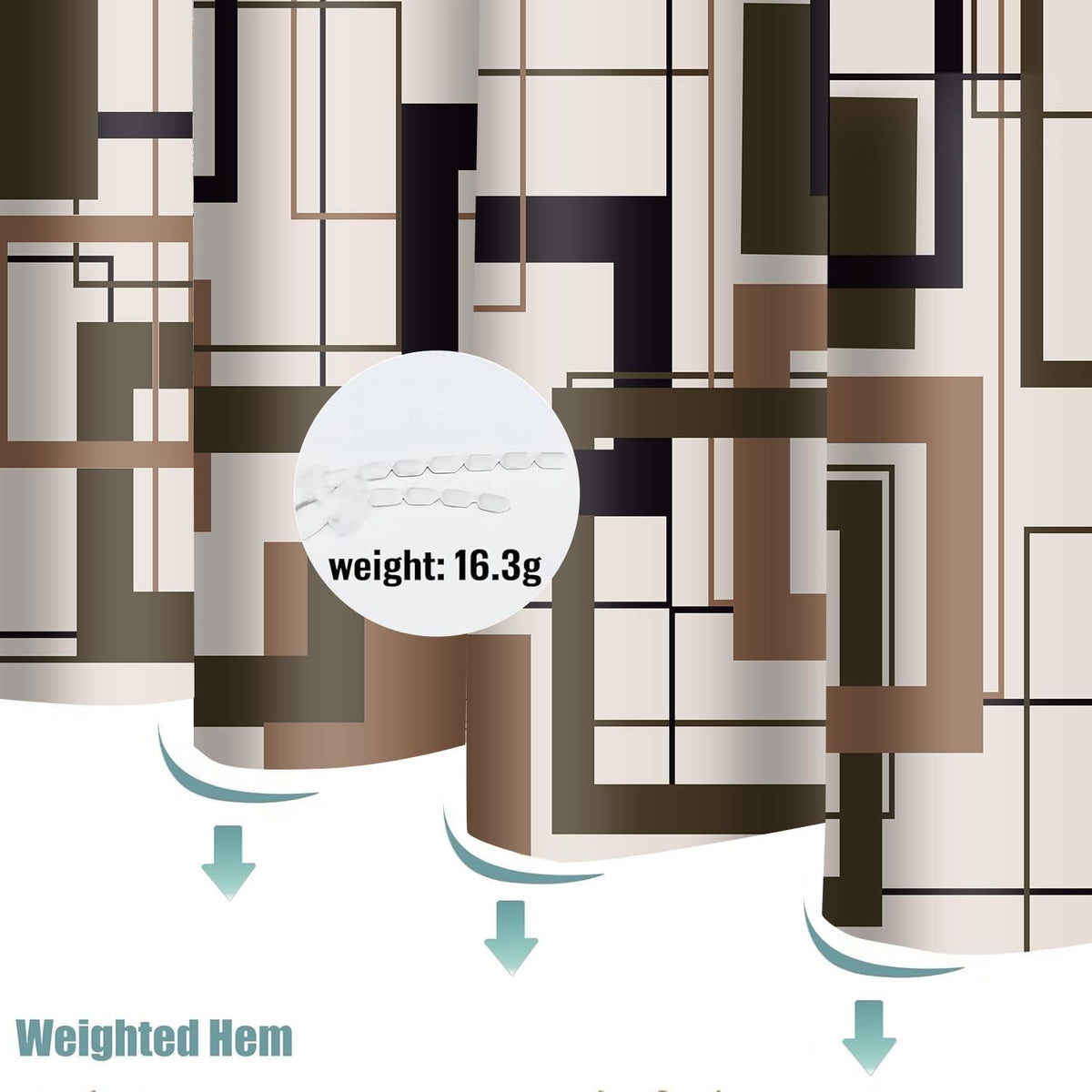 Brown Geometric Shower Curtain Mid Century Modern Abstract Dark Brown and Black Checkered Bathroom Curtain Decor 72X72Inch