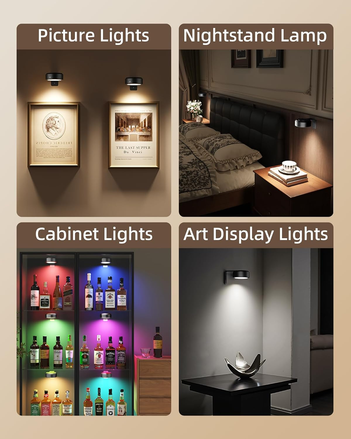 Picture Lights for Wall,2000Mah Rechargeable Battery Magnetic Poster Lights with 3 Color Temps(3 Pack)