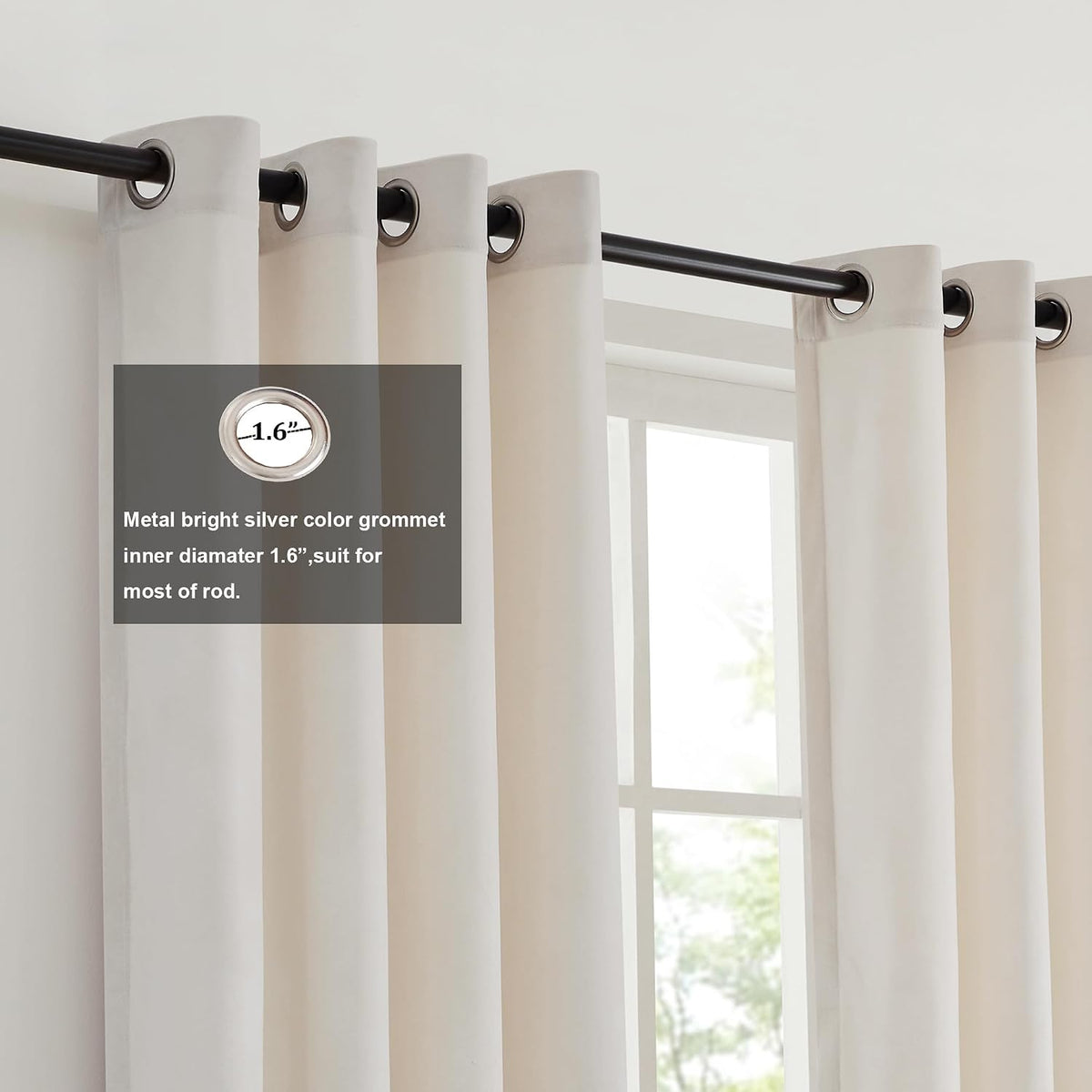 Modern Cream White Black Decorative Velvet Curtains 84 Inches 2 Panels