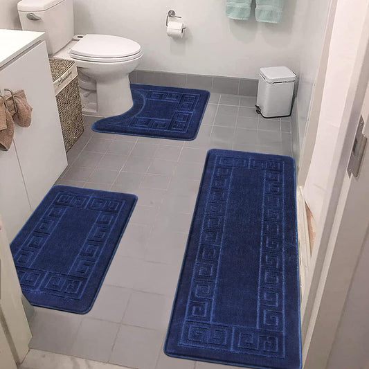 Bathroom Rug Set, 3 Piece, Navy Blue