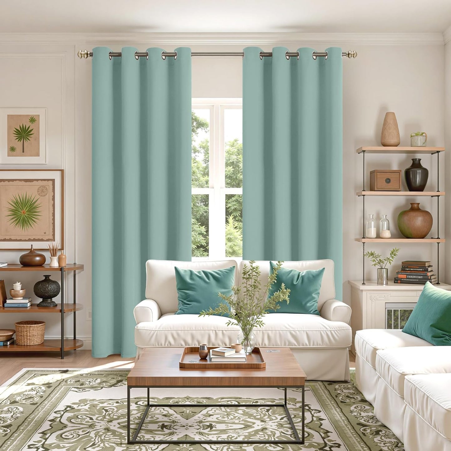 Light Sage Green Blackout Curtains - 84 Inch Length Thermal Insulated Drapes with Grommet Room Darkening Spring Decor, 2 Panels, 52 X 84 Inch