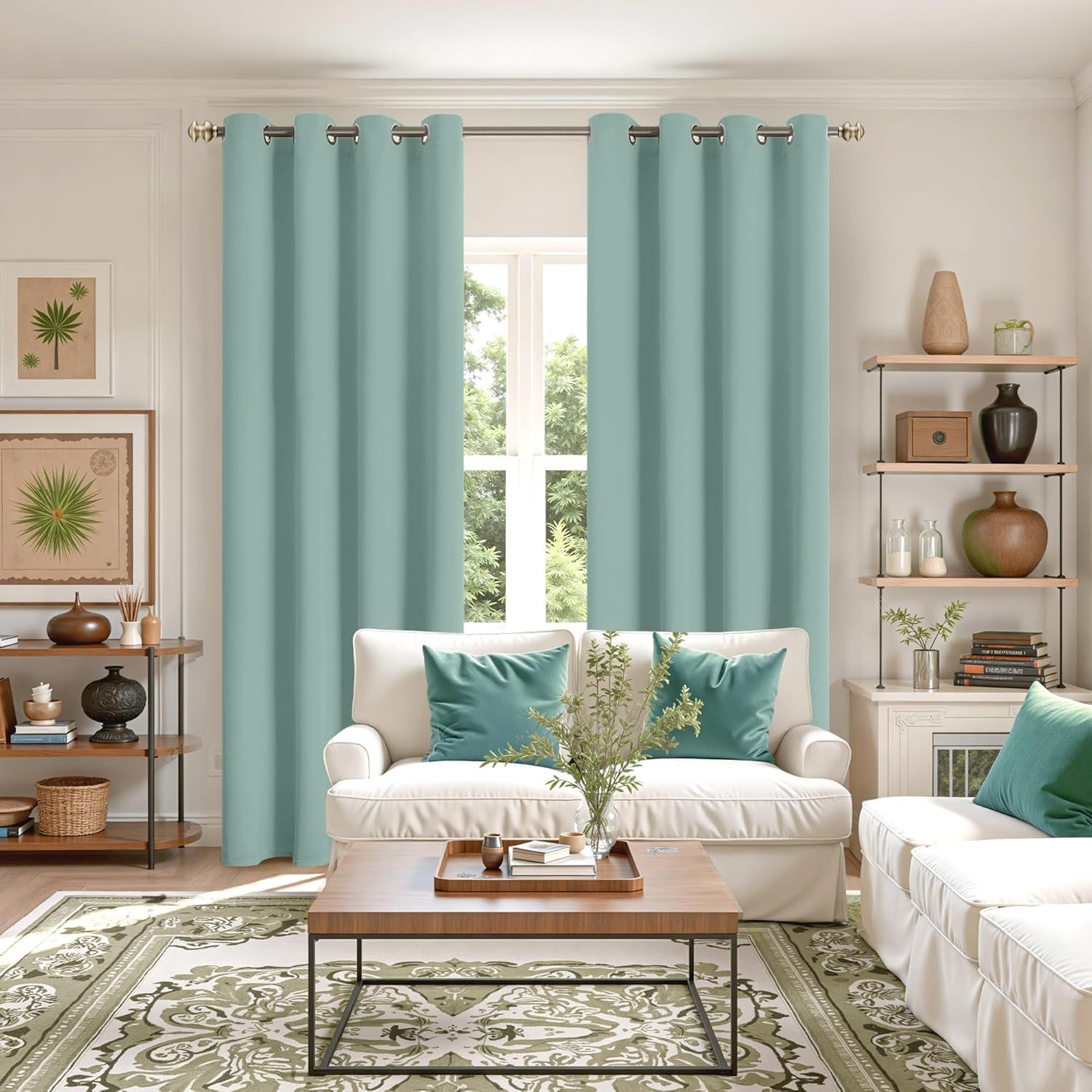 Light Sage Green Blackout Curtains - 84 Inch Length Thermal Insulated Drapes with Grommet Room Darkening Spring Decor, 2 Panels, 52 X 84 Inch