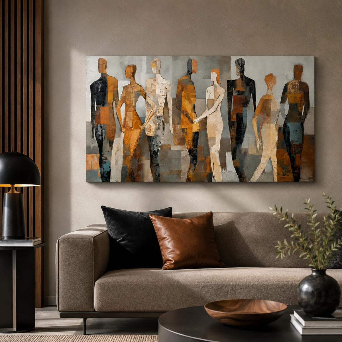 Large Abstract People Canvas Wall Art for Living Room, 40 X 20 Inches