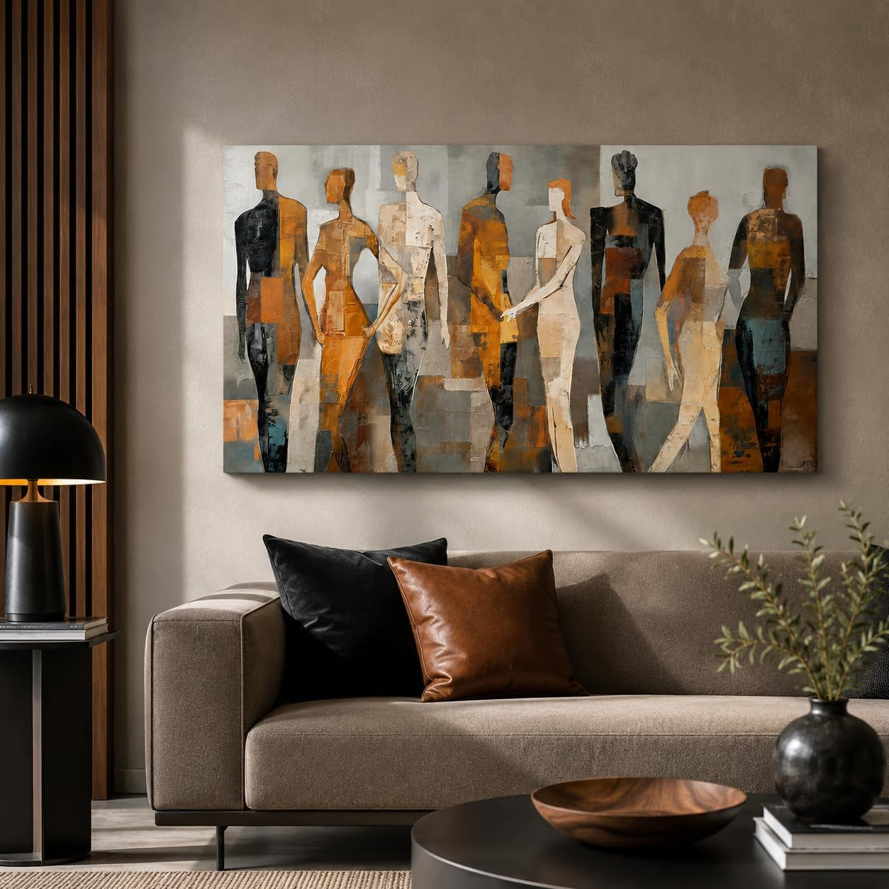 Large Abstract People Canvas Wall Art for Living Room, 40 X 20 Inches