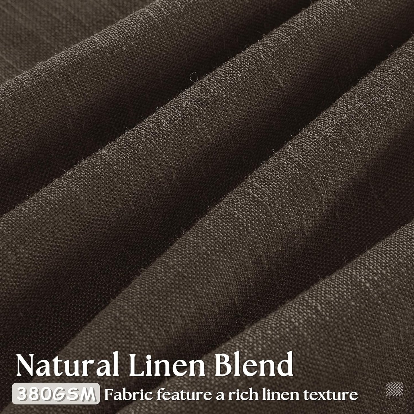 Dark Chocolate Pinch Pleated Linen Curtains 2 Panels Memory Training Shaped Semi Sheer Pleat Drapes with Hooks Rings Light Filtering Window Curtain 40X90