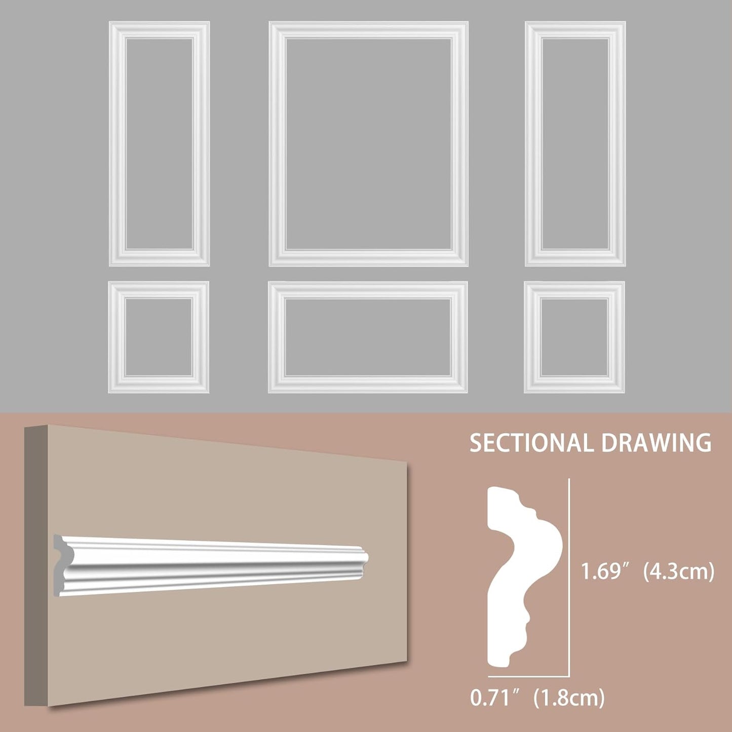 6 Sets Premade Accent Wall Molding Kit