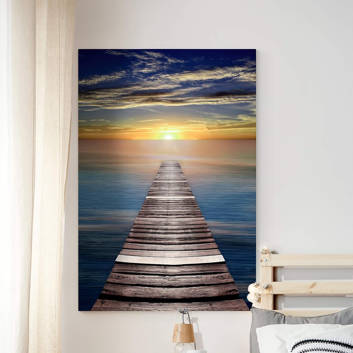 Canvas Nature Wall Art, Home Scenic Paintings & Prints, Calm Caribbean Dusk Glam, Romantic Modern Wall Hanging Decorations- 24"X36" LT06