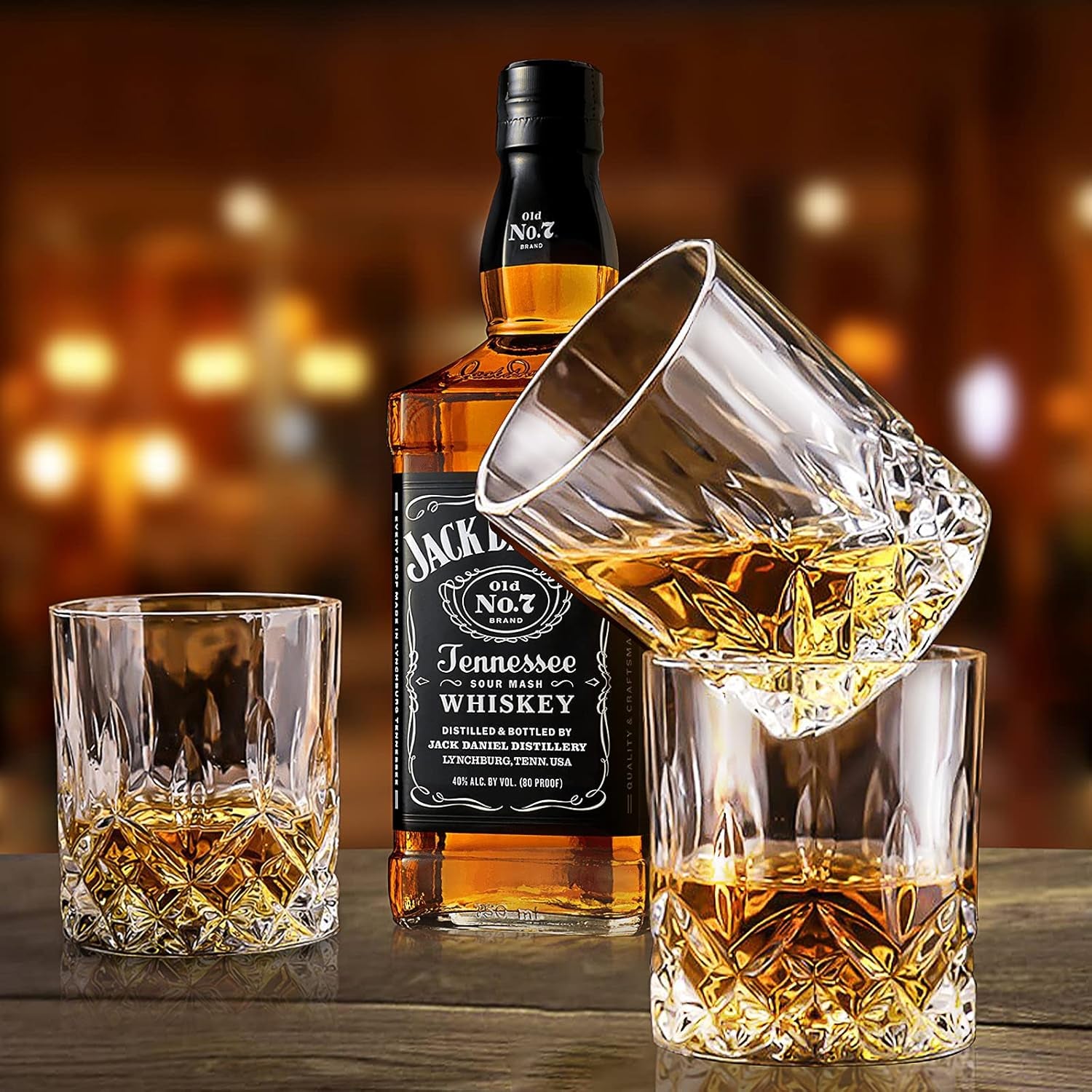 Whiskey Glasses Set of 4, Rocks Glasses, 10 Oz Old Fashioned Tumblers 