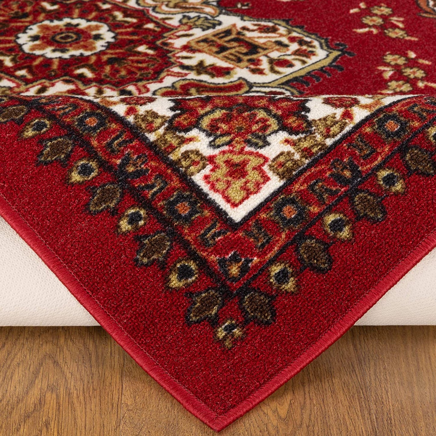 Alfombras Oriental Traditional Non-Skid Area Rug (Maroon, 5' X 7')