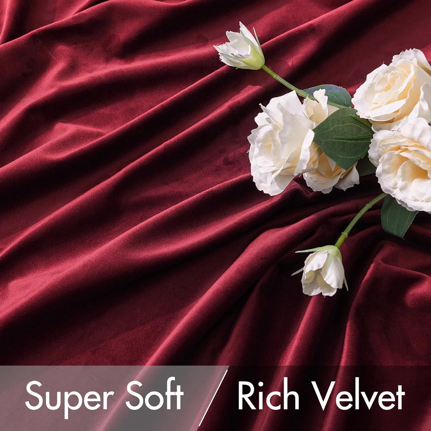 Velvet Curtains 52X84 Inches 2 Panels Burgundy Red Blackout Curtains