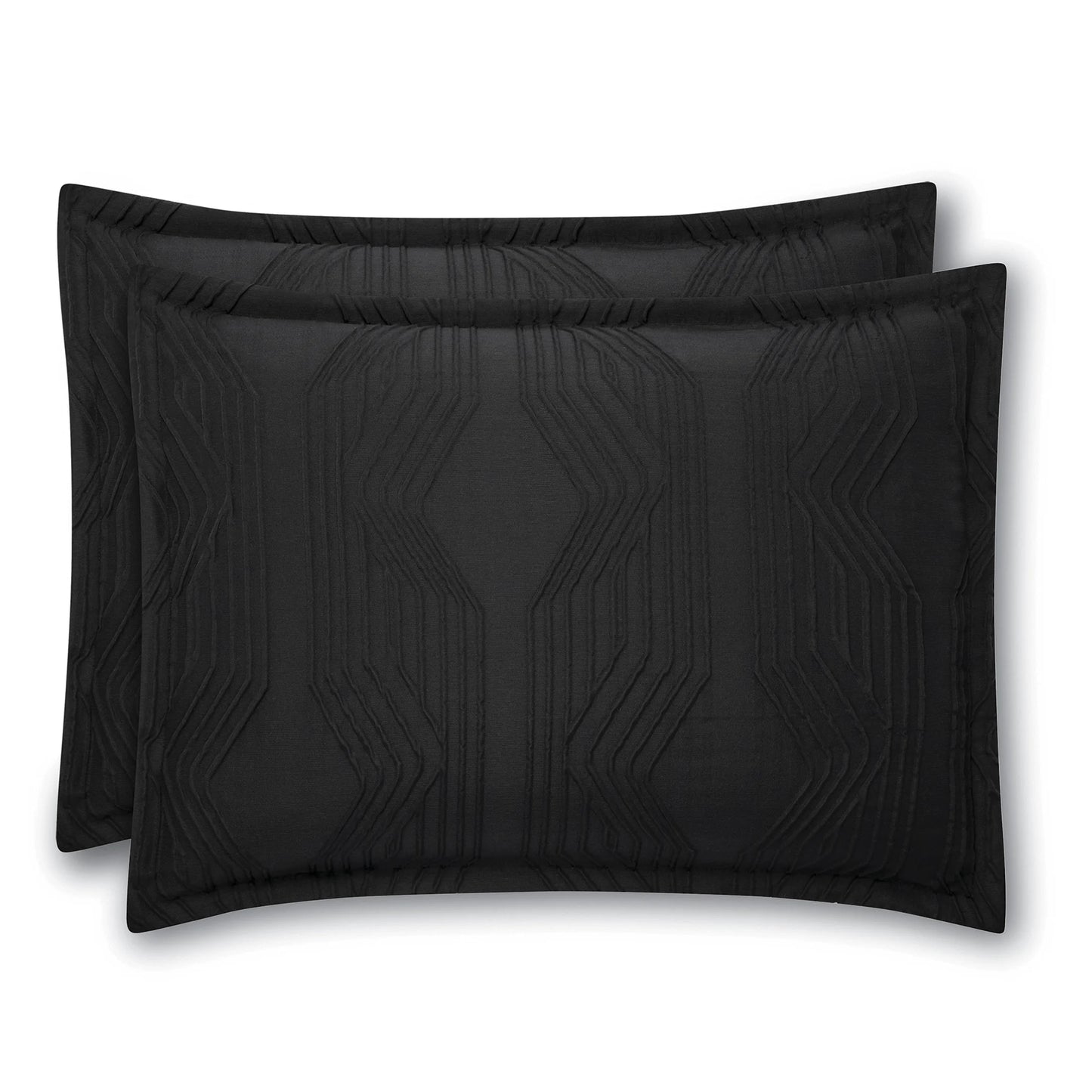 King Comforter Set, All-Season, 5-Piece, Black Jacquard Geo