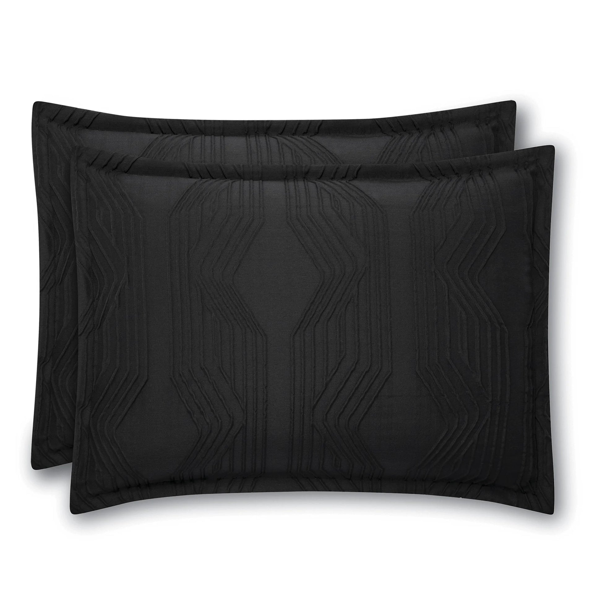 King Comforter Set, All-Season, 5-Piece, Black Jacquard Geo
