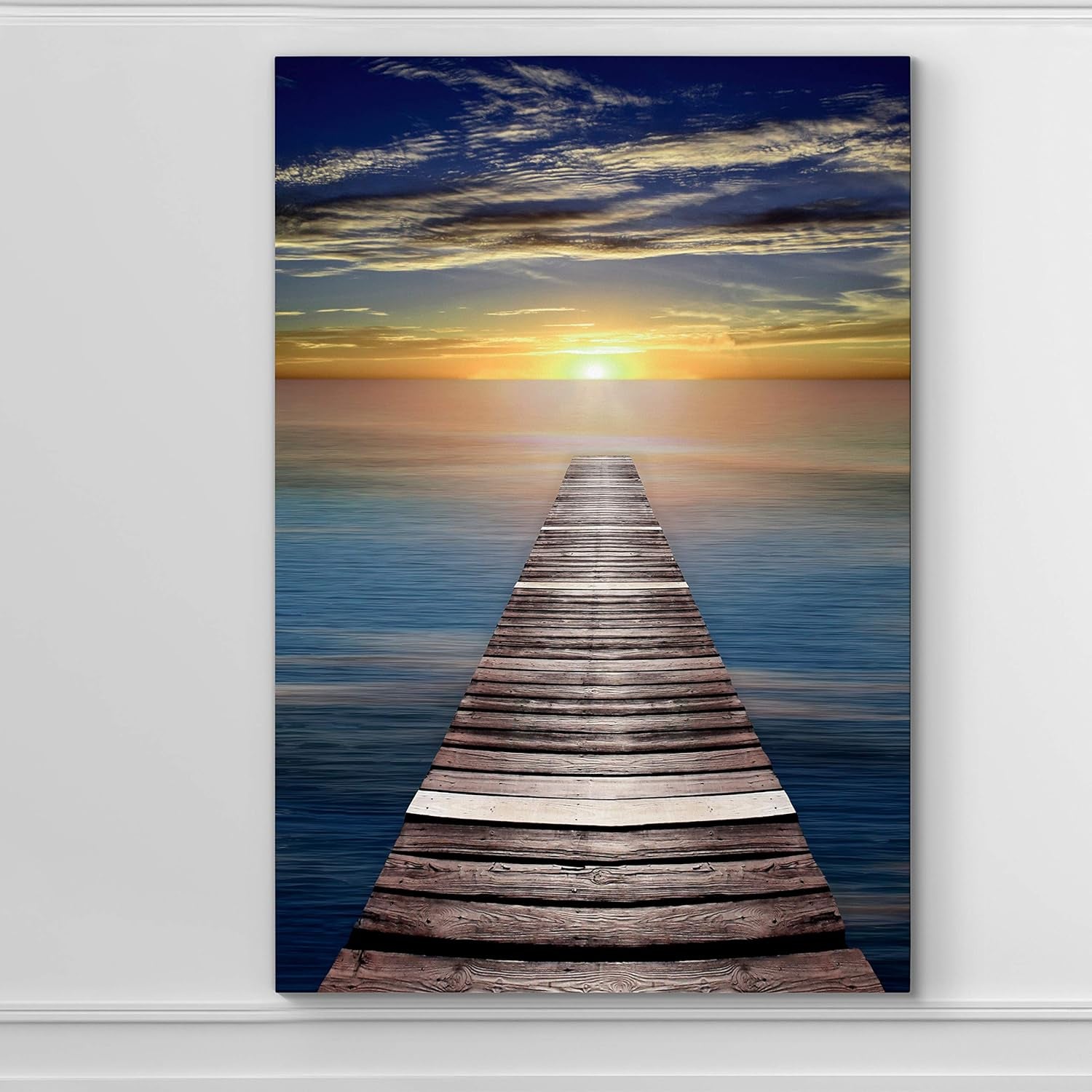 Canvas Nature Wall Art, Home Scenic Paintings & Prints, Calm Caribbean Dusk Glam, Romantic Modern Wall Hanging Decorations- 24"X36" LT06
