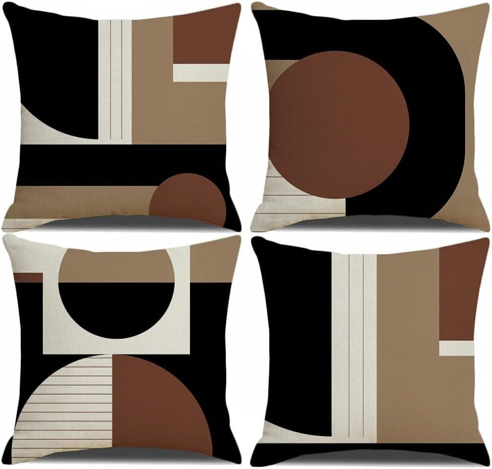 Throw Pillow Covers Set of 4, Abstract Geometric Pillowcase 18X18