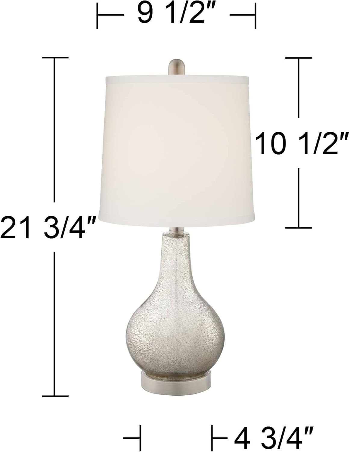 Ledger Modern Accent Table Lamps 21.75" High Set of 2, Mercury Glass off White Drum Shade Decor