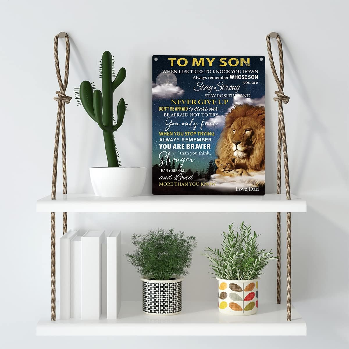 To My Son Wooden Hanging Sign from Mom & Dad Wall Decor for Bedroom 8 X 10 Inches