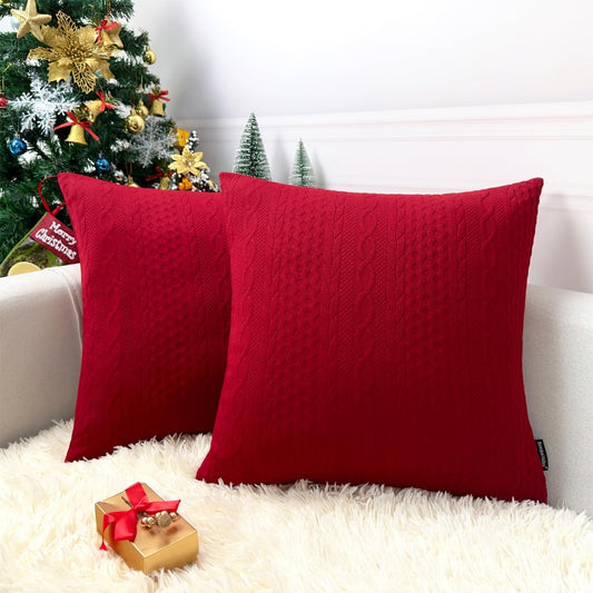 Soft Elegant Red Throw Pillow Covers, Pack of 2, 18 X 18 Inch