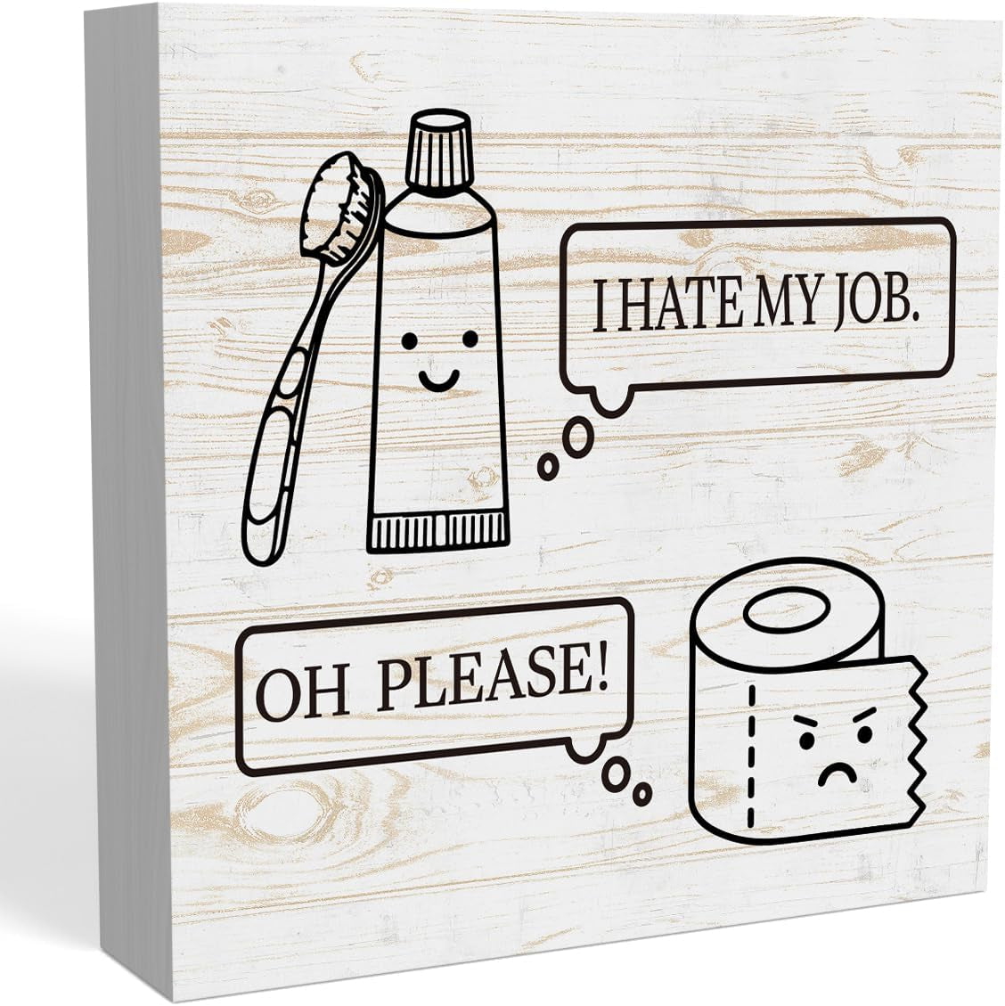Funny Bathroom Decoration Wood Sign Cute Bathroom Shelf Home Decor 5 X 5 Inch