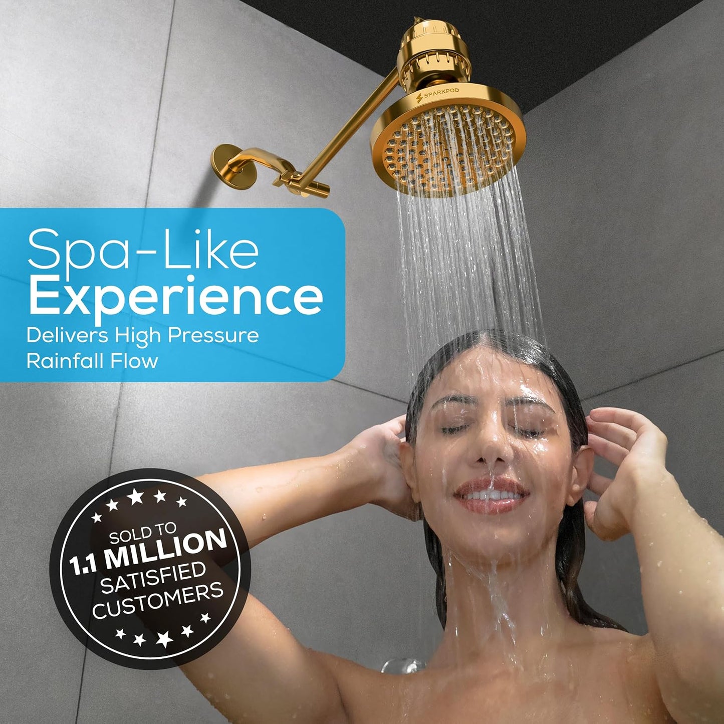  Egyptian Gold Rain Shower Head, 6 Inch Round