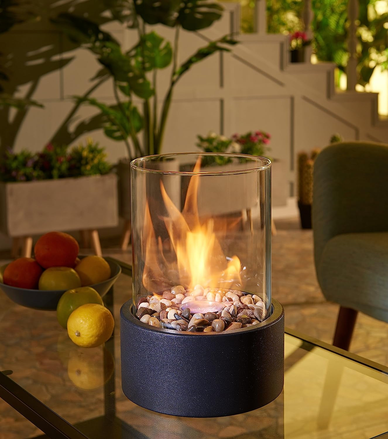 Indoor/Outdoor Portable Tabletop Fire Pit – Clean-Burning Bio Ethanol Ventless Fireplace - Small