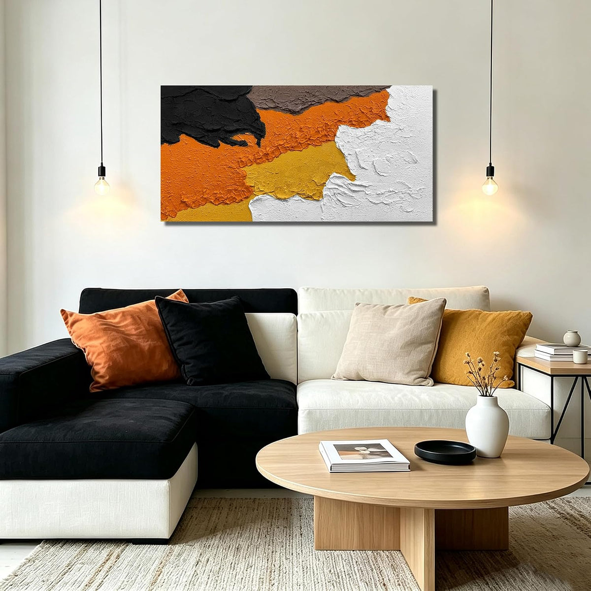 Hand Painted Textured Minimalist Colorful Wall Art 40X20 Inches