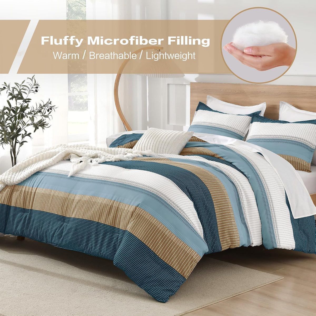 Twin/Twin XL Comforter Set - 2 Pieces Stripe Bedding Sets