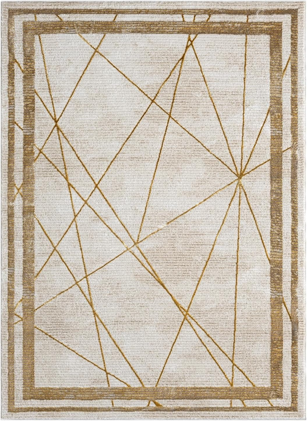 Decorative Indoor Area Rug - 4X5 Premium Carpet for Home & Office - Gold Beige