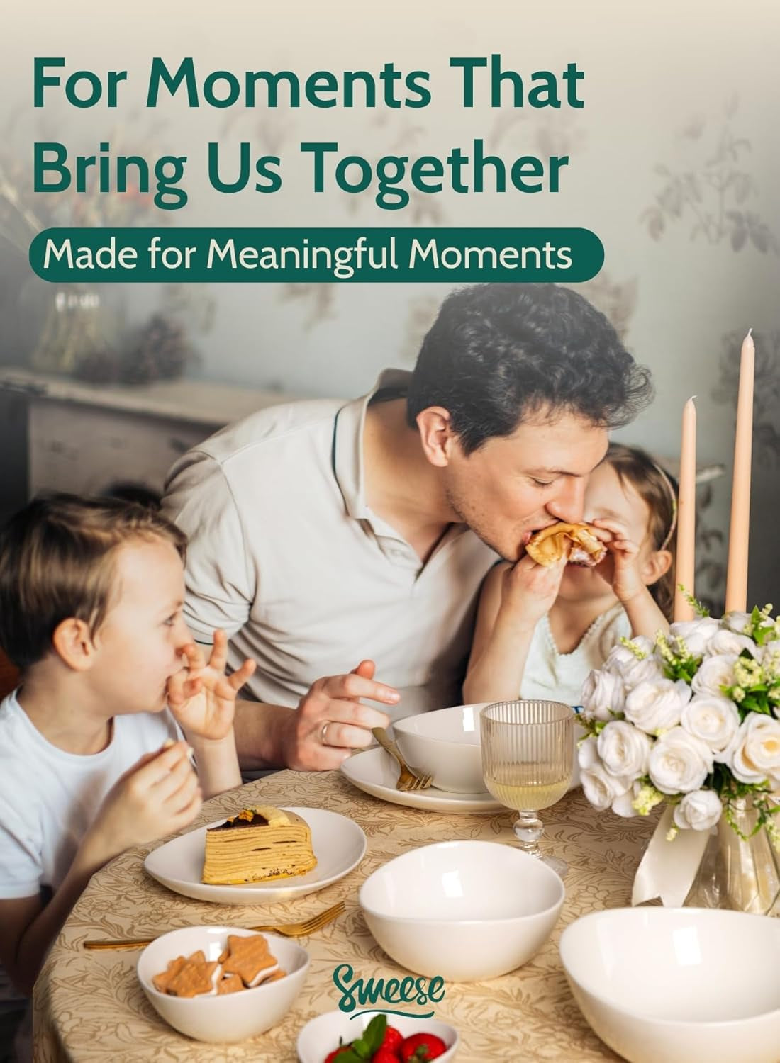 42Oz Porcelain Serving Bowls - Set of 4, 8-Inch White Bowls 