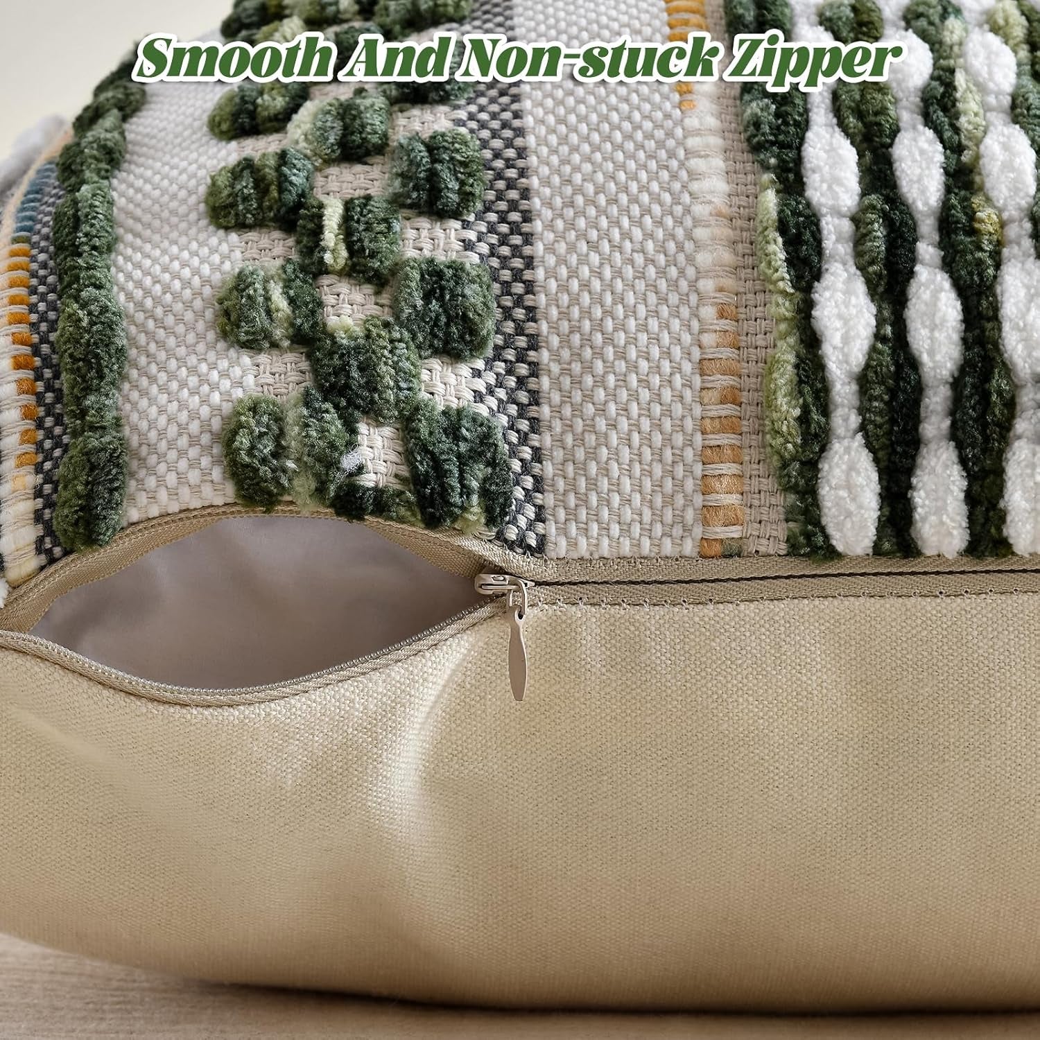 Chenille Striped Textured Boho Throw Pillow Covers 18 X 18-Inch Sage Green