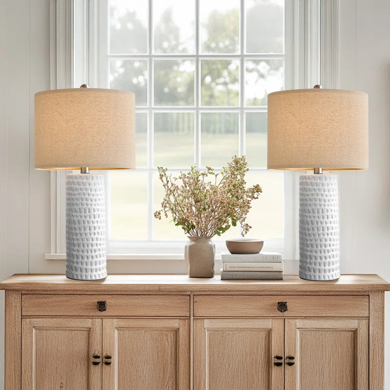 Anazagene 24＂Modern Ceramic Table Lamp Set, Suitable for Living Room, Bedroom, Office